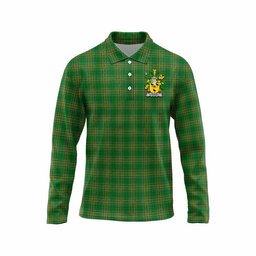 Starkey Irish Clan Tartan Long Sleeve Polo Shirt with Coat of Arms
