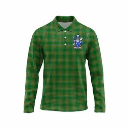 Nash Irish Clan Tartan Long Sleeve Polo Shirt with Coat of Arms