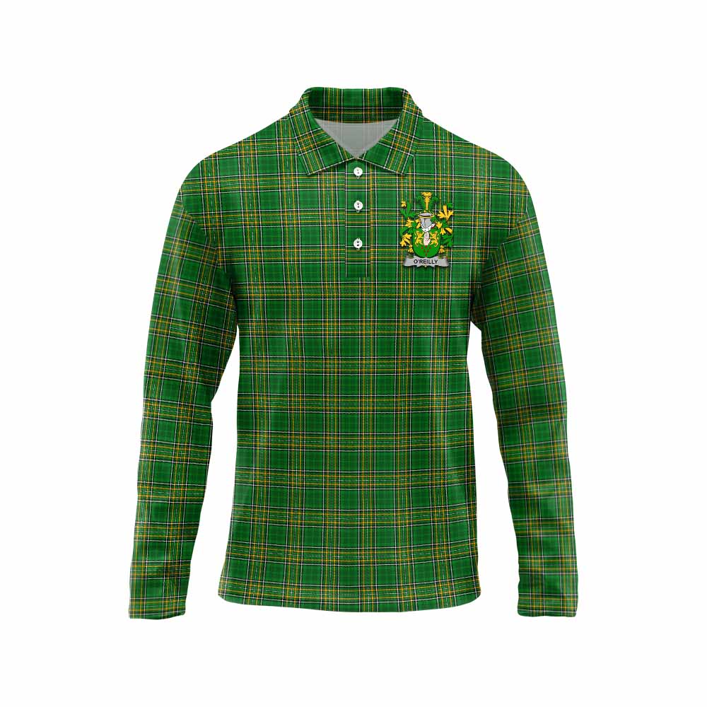 O'Reilly Irish Clan Tartan Long Sleeve Polo Shirt with Coat of Arms