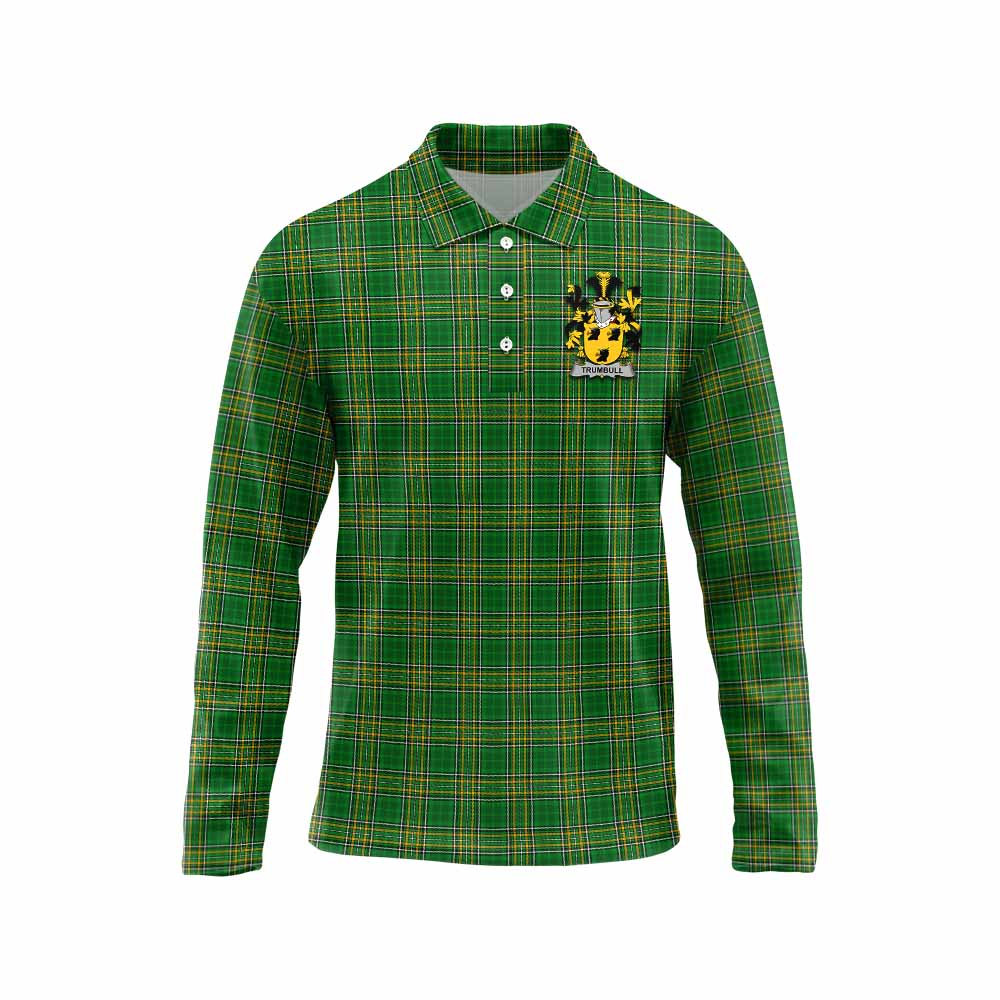 Trumbull Irish Clan Tartan Long Sleeve Polo Shirt with Coat of Arms