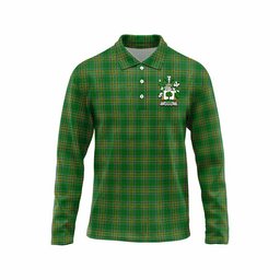 Quirke Irish Clan Tartan Long Sleeve Polo Shirt with Coat of Arms