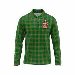Quigley Irish Clan Tartan Long Sleeve Polo Shirt with Coat of Arms