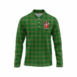 Worsopp Irish Clan Tartan Long Sleeve Polo Shirt with Coat of Arms
