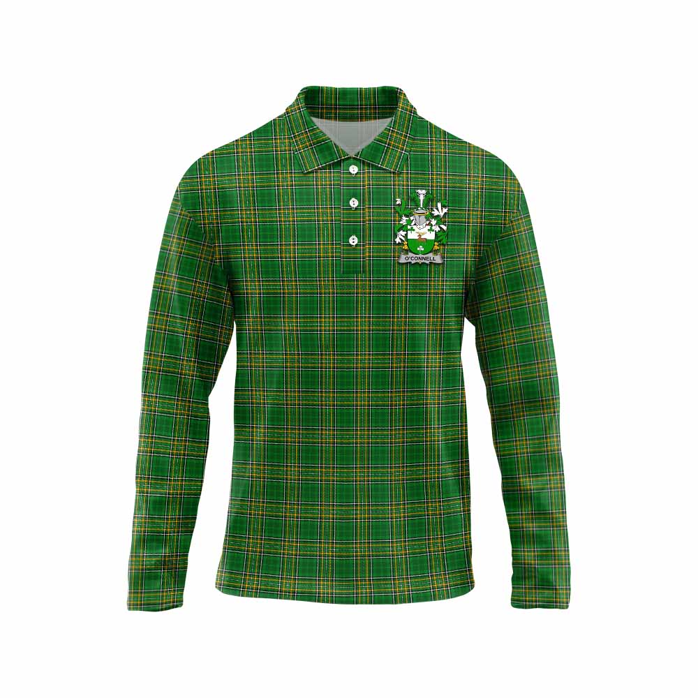 O'Connell Irish Clan Tartan Long Sleeve Polo Shirt with Coat of Arms