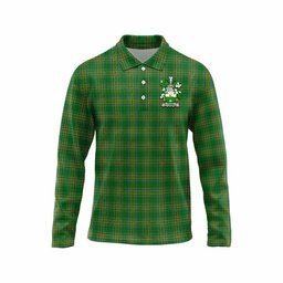 O'Connell Irish Clan Tartan Long Sleeve Polo Shirt with Coat of Arms