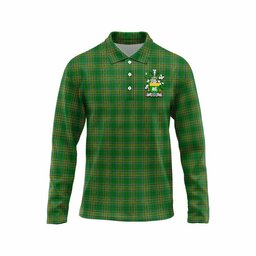 Quinn Irish Clan Tartan Long Sleeve Polo Shirt with Coat of Arms