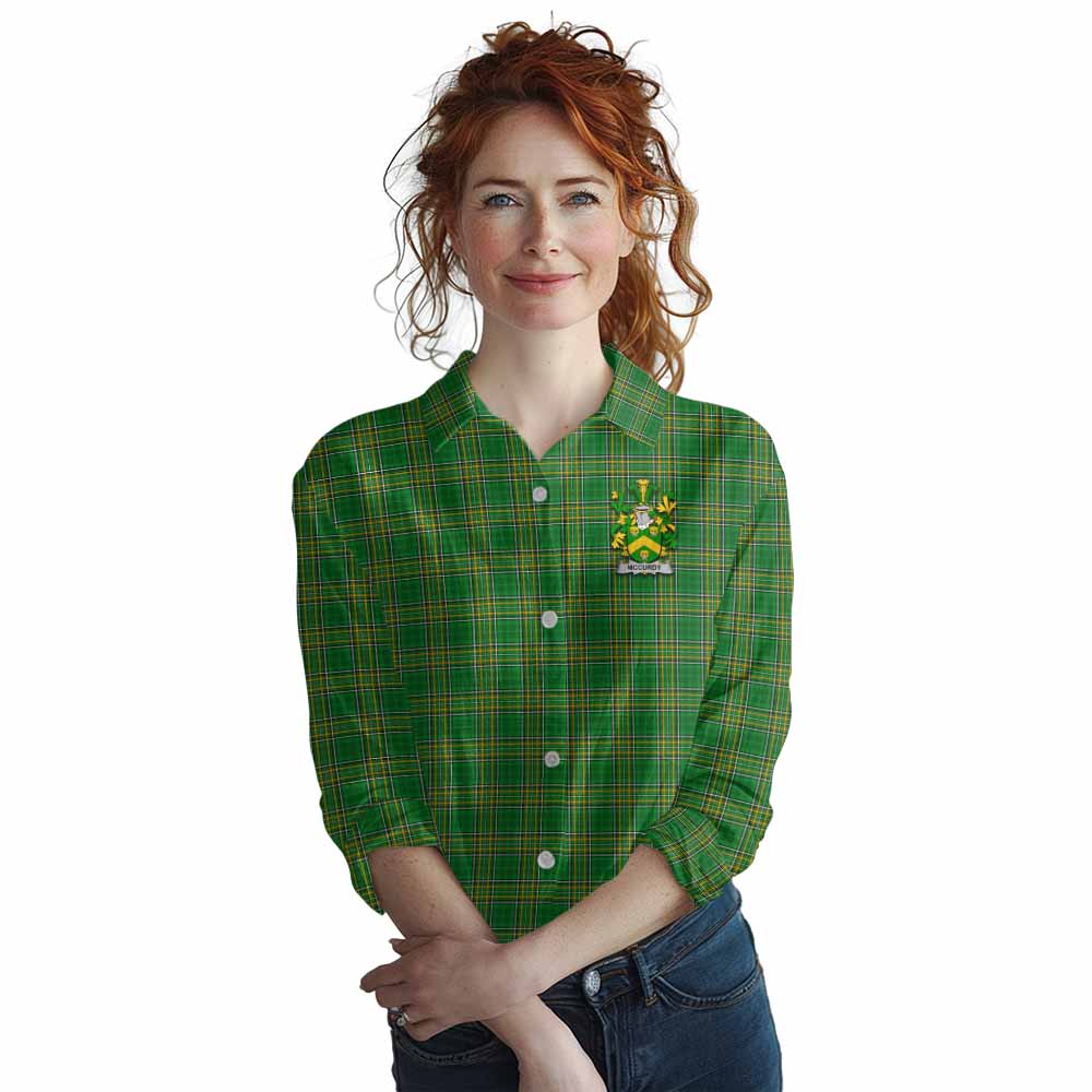 McCurdy Irish Clan Tartan Women's Casual Shirt with Coat of Arms