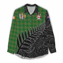 Samuels Irish Clan Tartan Women's Casual Shirt with Coat of Arms New Zealand Silver Fern Half Style