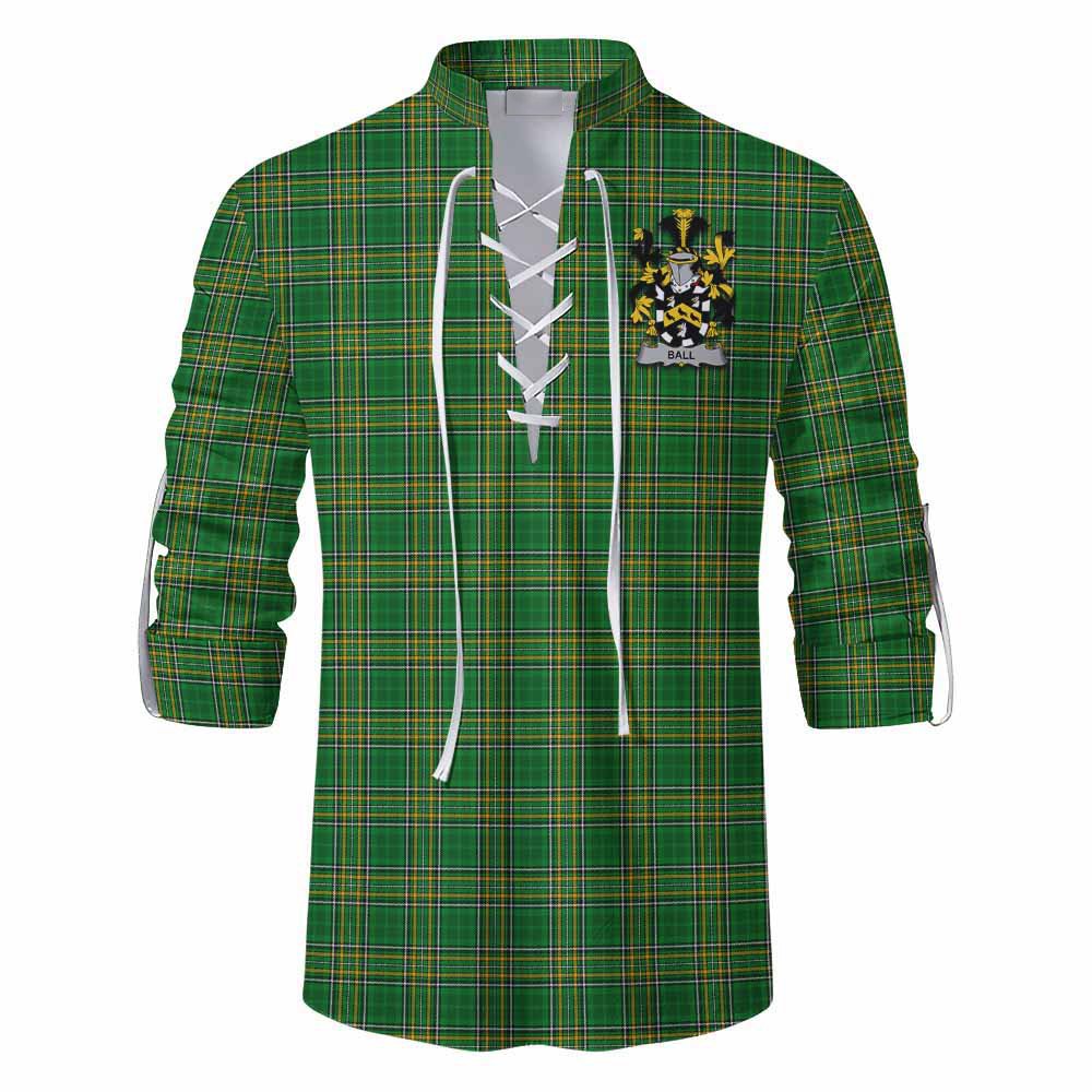Ball Irish Clan Tartan Ghillie Kilt Shirt with Coat of Arms