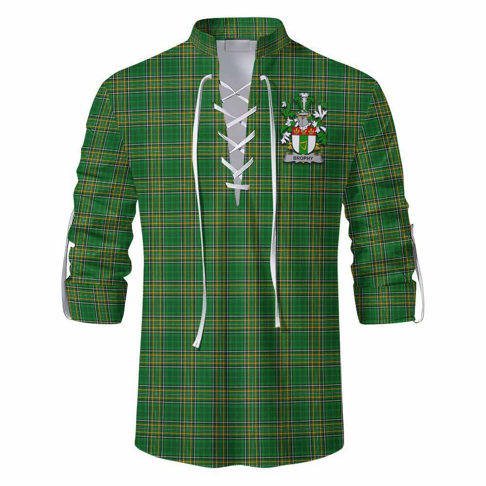 Brophy Irish Clan Tartan Ghillie Kilt Shirt with Coat of Arms