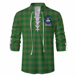 Dolan Irish Clan Tartan Ghillie Kilt Shirt with Coat of Arms