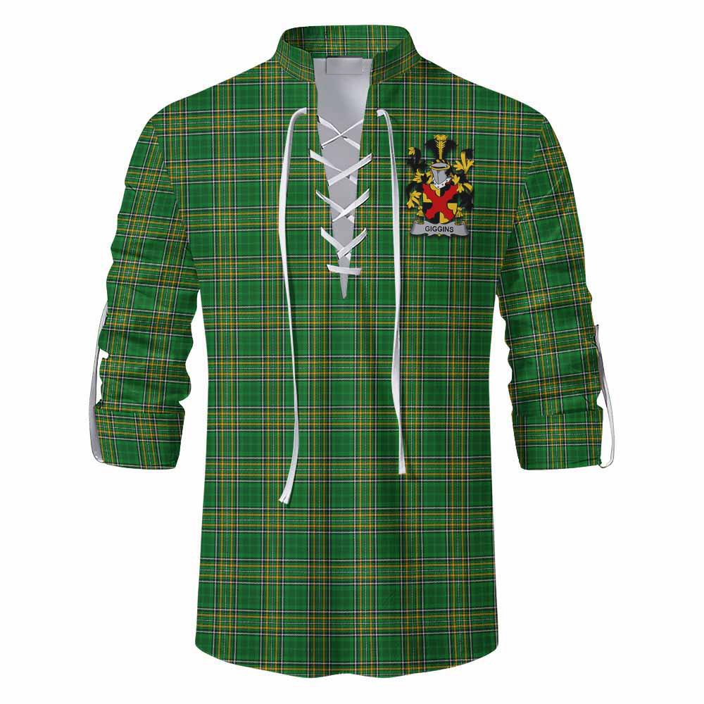 Giggins Irish Clan Tartan Ghillie Kilt Shirt with Coat of Arms