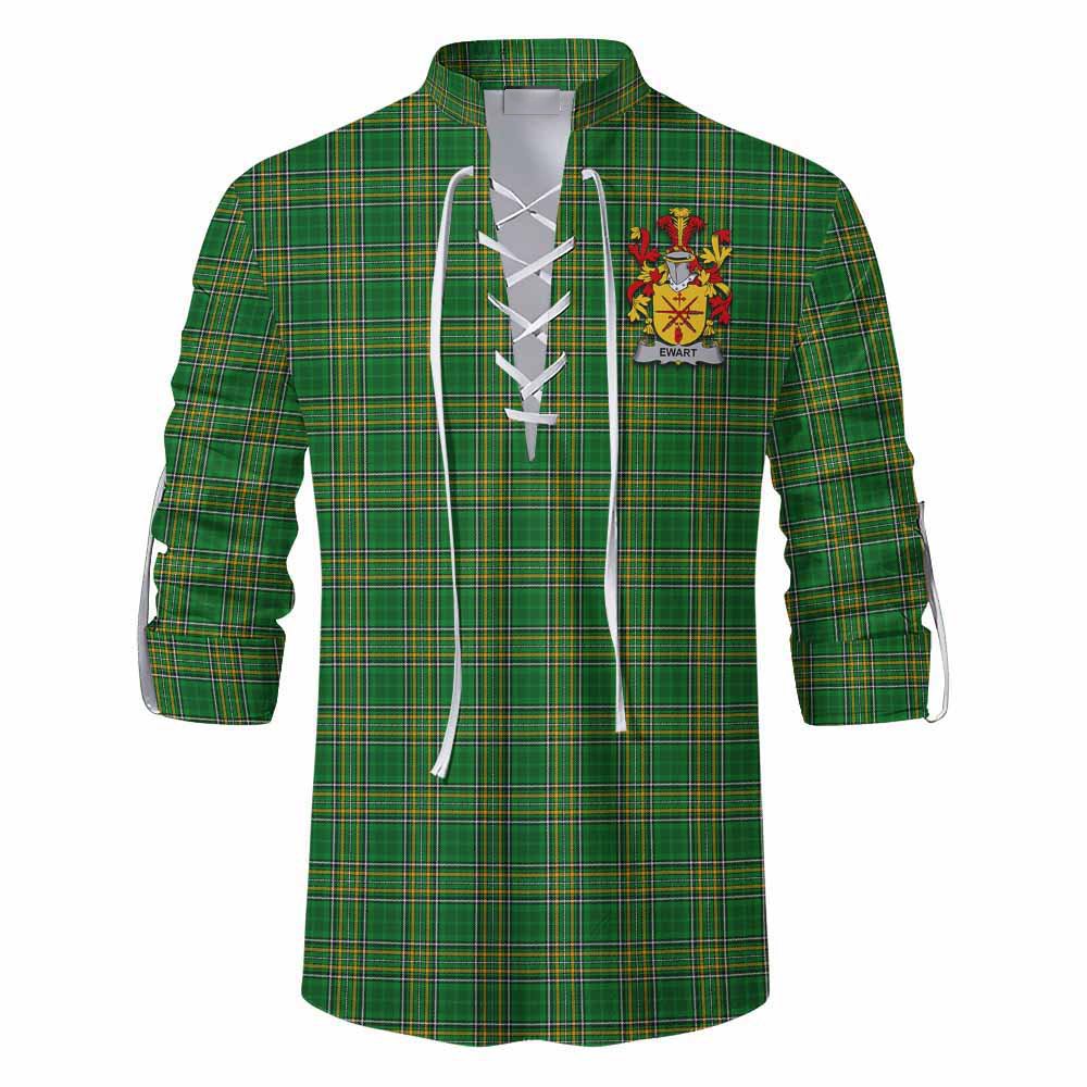 Ewart Irish Clan Tartan Ghillie Kilt Shirt with Coat of Arms