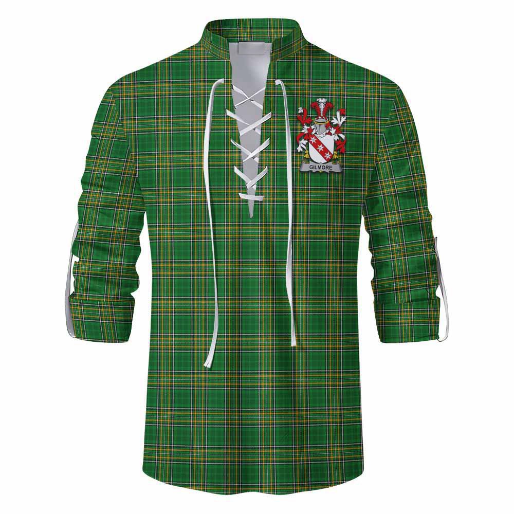 Gilmore Irish Clan Tartan Ghillie Kilt Shirt with Coat of Arms