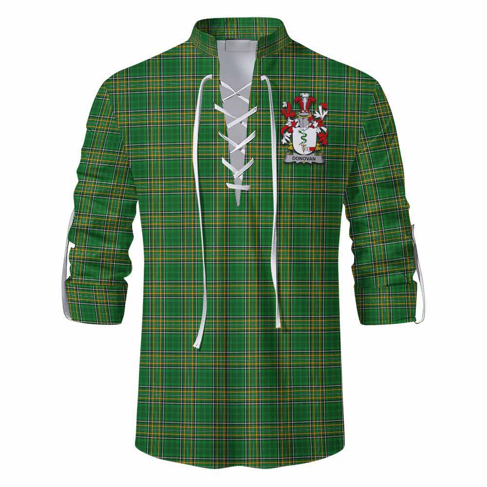 Donovan Irish Clan Tartan Ghillie Kilt Shirt with Coat of Arms