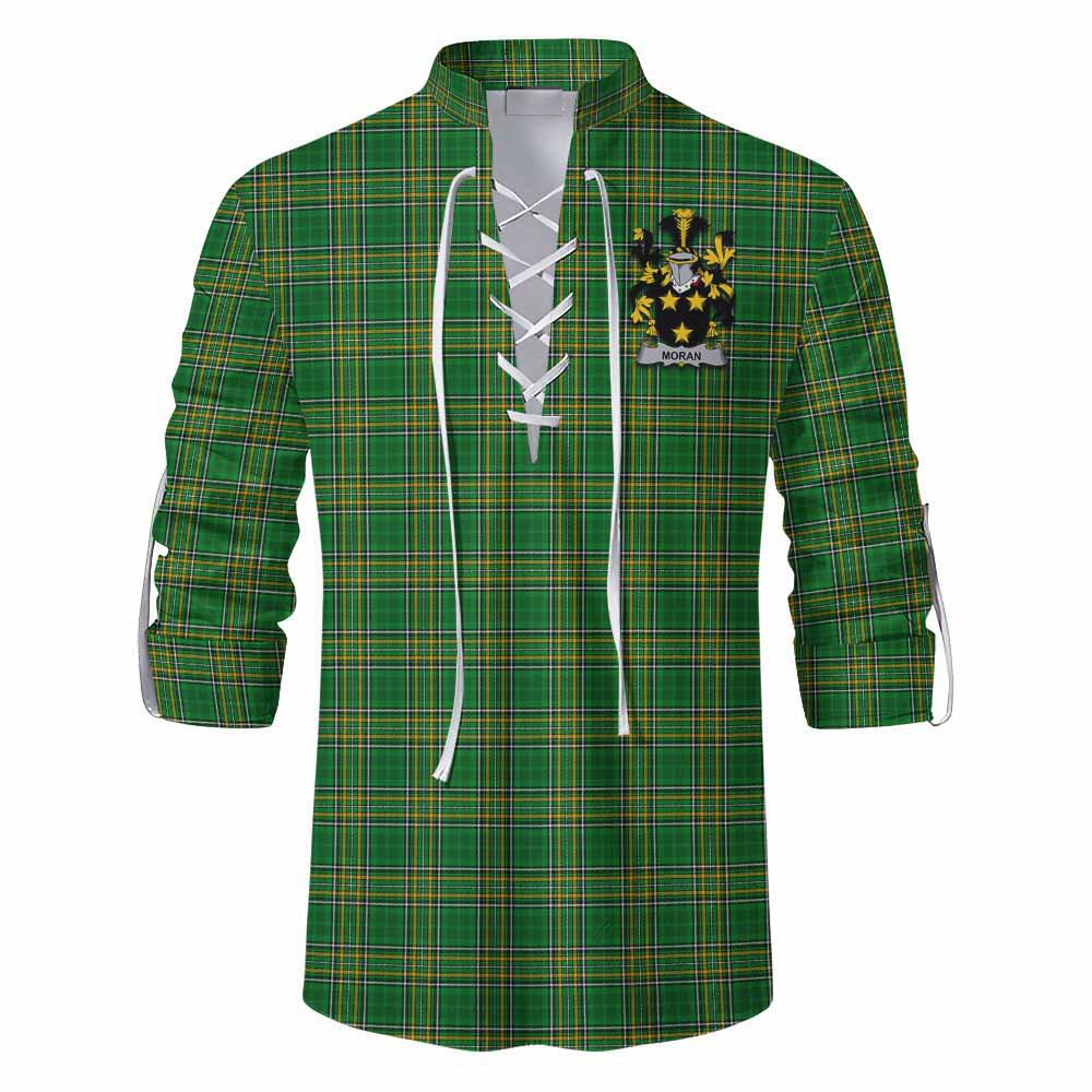 Moran Irish Clan Tartan Ghillie Kilt Shirt with Coat of Arms