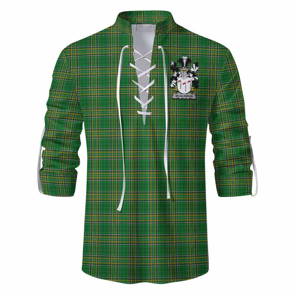 McAlindon Irish Clan Tartan Ghillie Kilt Shirt with Coat of Arms