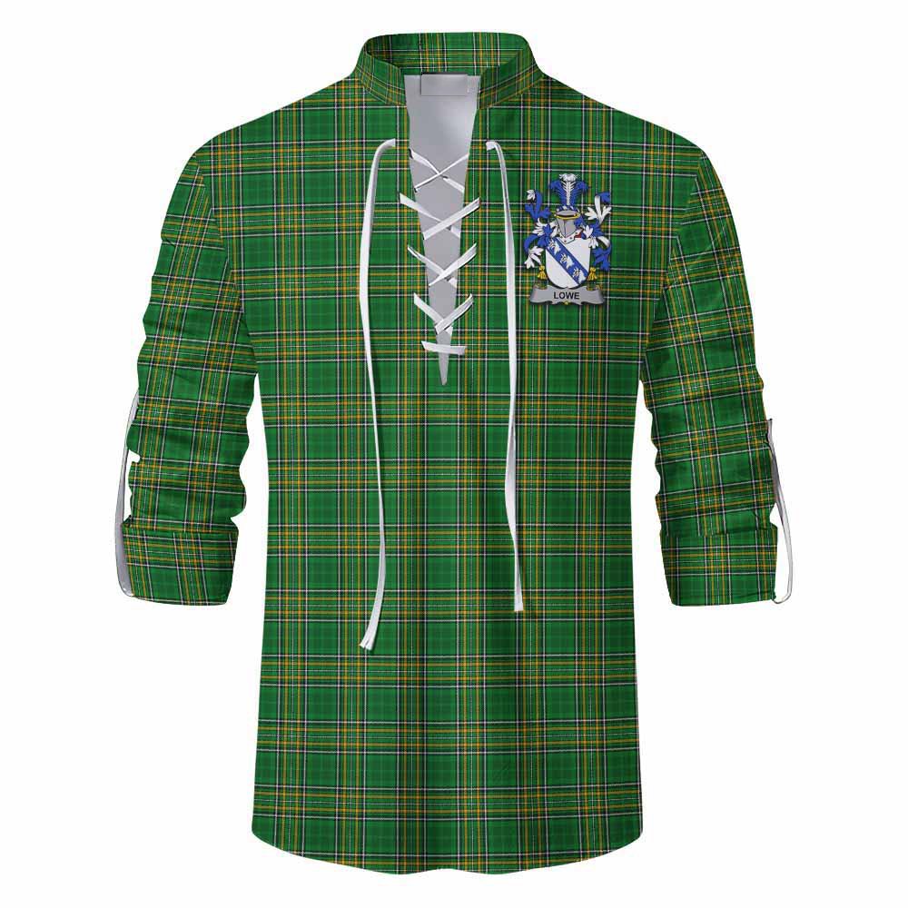 Lowe Irish Clan Tartan Ghillie Kilt Shirt with Coat of Arms