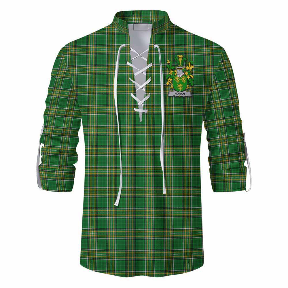 Horan Irish Clan Tartan Ghillie Kilt Shirt with Coat of Arms