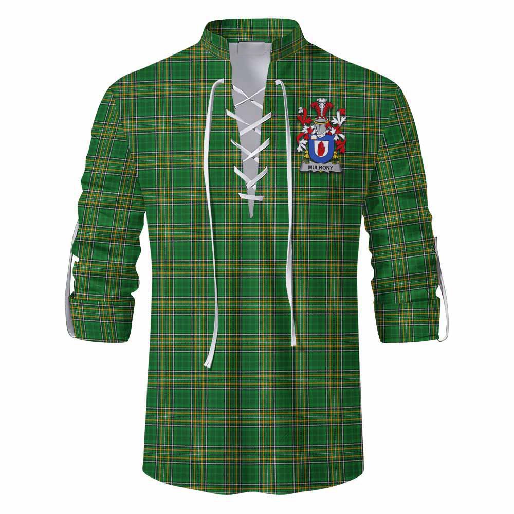 Mulrony Irish Clan Tartan Ghillie Kilt Shirt with Coat of Arms