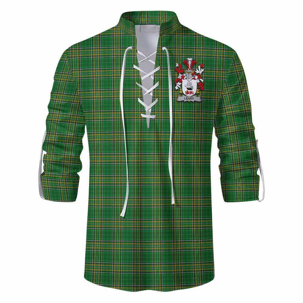 Leary Irish Clan Tartan Ghillie Kilt Shirt with Coat of Arms