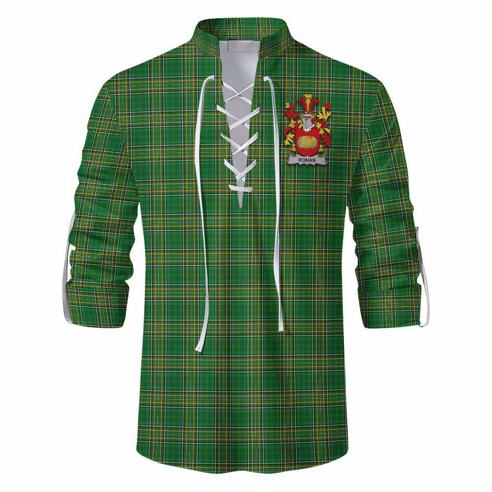 Ronan Irish Clan Tartan Ghillie Kilt Shirt with Coat of Arms