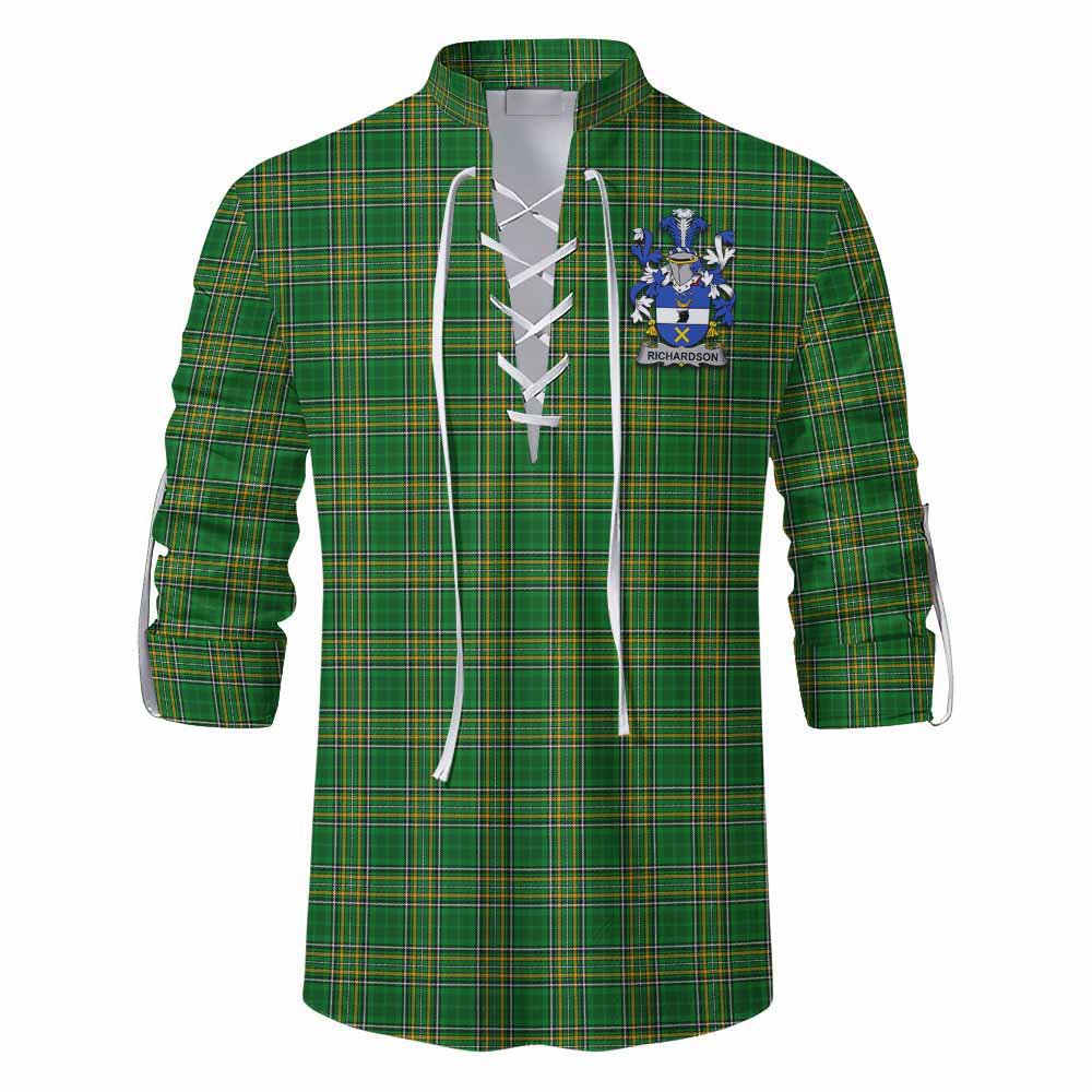 Richardson Irish Clan Tartan Ghillie Kilt Shirt with Coat of Arms