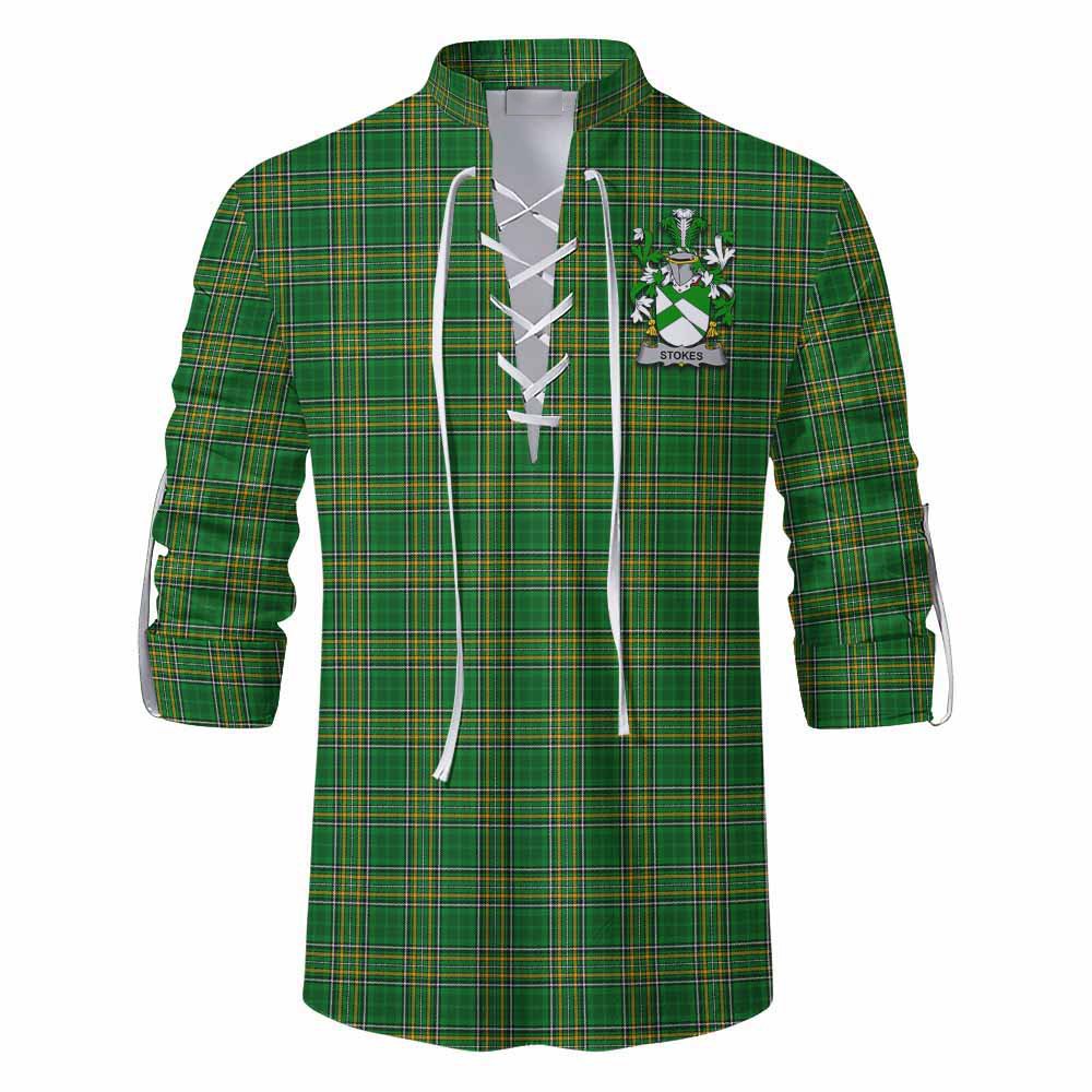 Stokes Irish Clan Tartan Ghillie Kilt Shirt with Coat of Arms