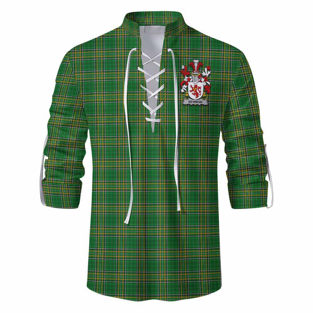 Newman Irish Clan Tartan Ghillie Kilt Shirt with Coat of Arms
