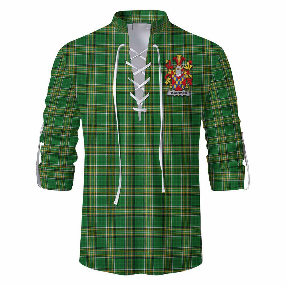 Prendergast Irish Clan Tartan Ghillie Kilt Shirt with Coat of Arms