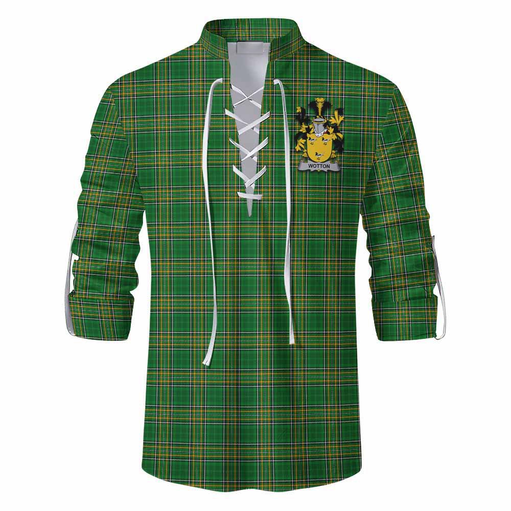 Wotton Irish Clan Tartan Ghillie Kilt Shirt with Coat of Arms