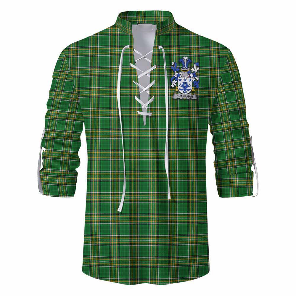 Shanahan Irish Clan Tartan Ghillie Kilt Shirt with Coat of Arms