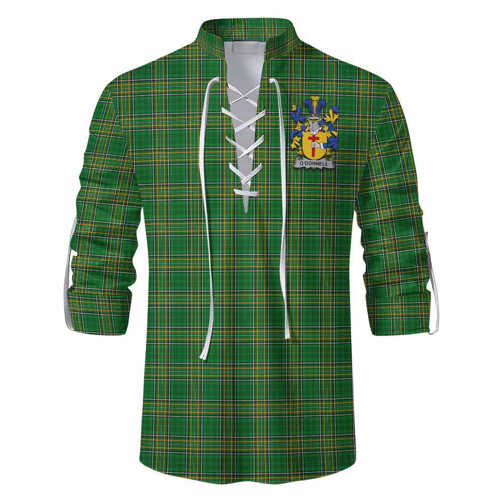 O'Donnell Irish Clan Tartan Ghillie Kilt Shirt with Coat of Arms