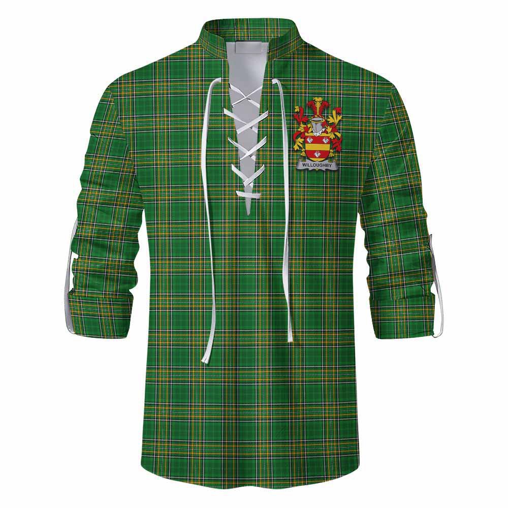 Willoughby Irish Clan Tartan Ghillie Kilt Shirt with Coat of Arms