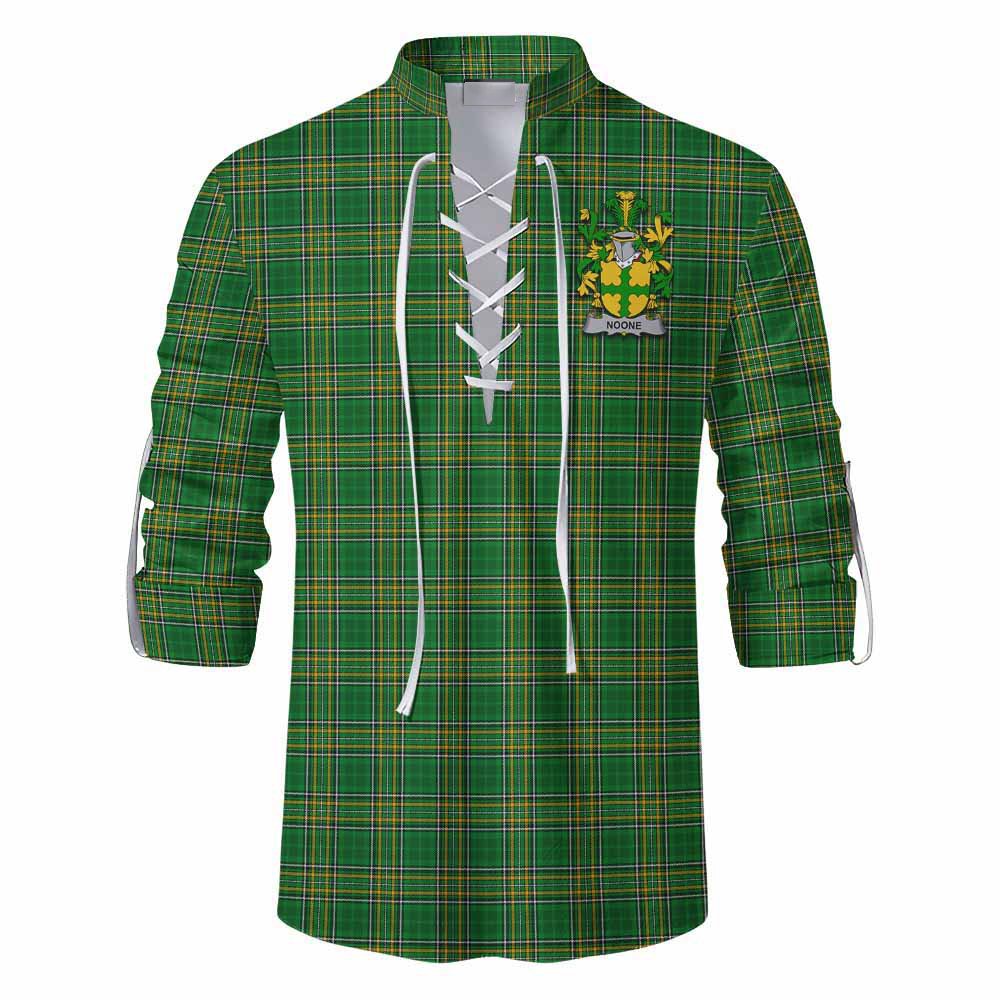 Noone Irish Clan Tartan Ghillie Kilt Shirt with Coat of Arms