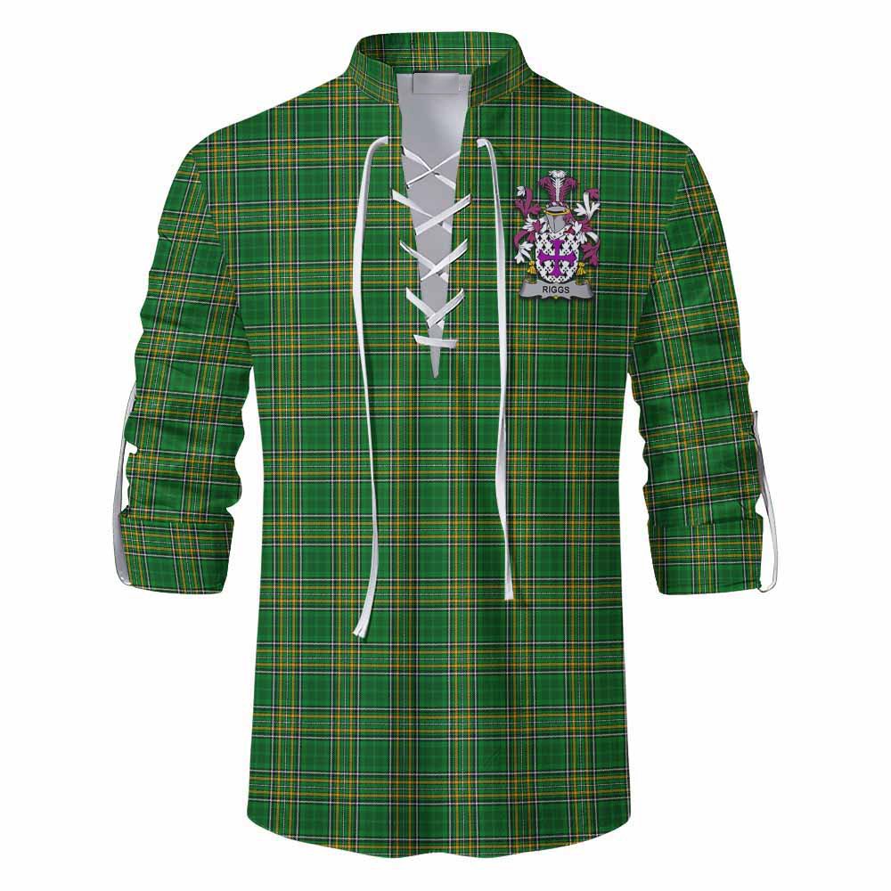 Riggs Irish Clan Tartan Ghillie Kilt Shirt with Coat of Arms