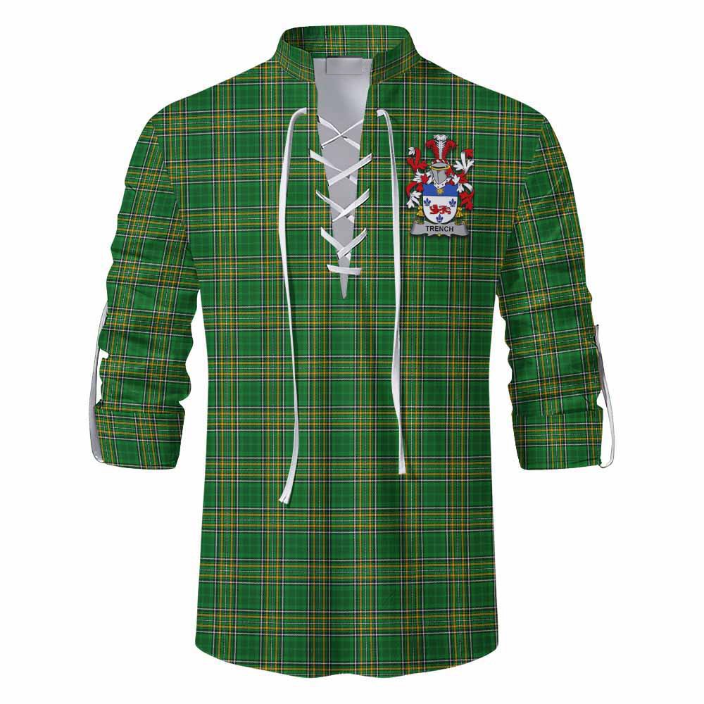 Trench Irish Clan Tartan Ghillie Kilt Shirt with Coat of Arms
