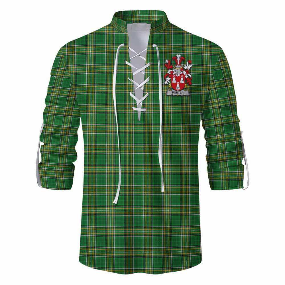 Porter Irish Clan Tartan Ghillie Kilt Shirt with Coat of Arms