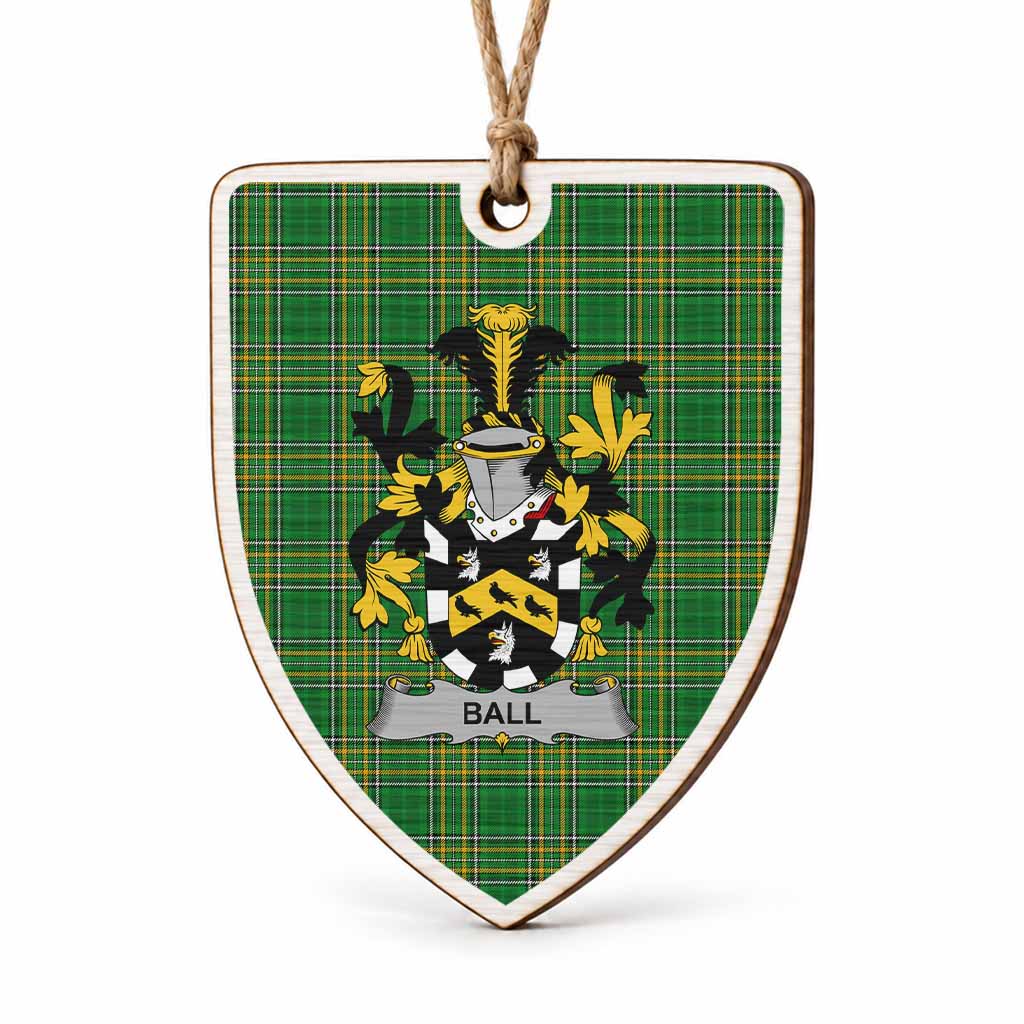 Ball Coat of Arms Shield Wood Ornament , Irish Heritage Hanging Plaque for Christmas Tree