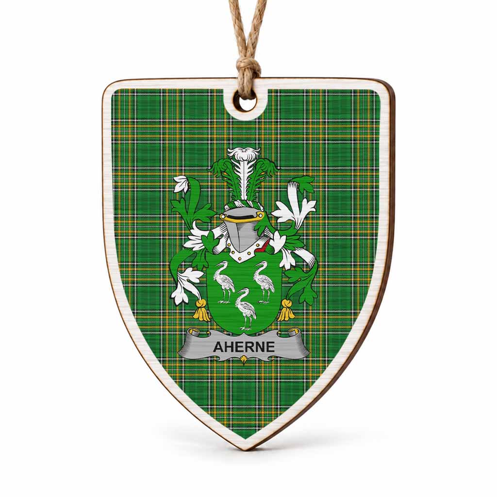Aherne Coat of Arms Shield Wood Ornament , Irish Heritage Hanging Plaque for Christmas Tree