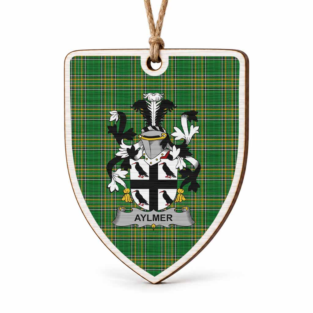 Aylmer Coat of Arms Shield Wood Ornament , Irish Heritage Hanging Plaque for Christmas Tree