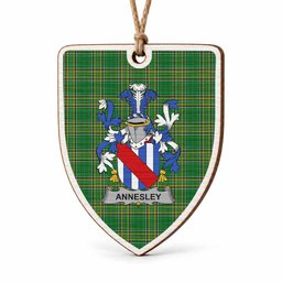 Annesley Coat of Arms Shield Wood Ornament , Irish Heritage Hanging Plaque for Christmas Tree
