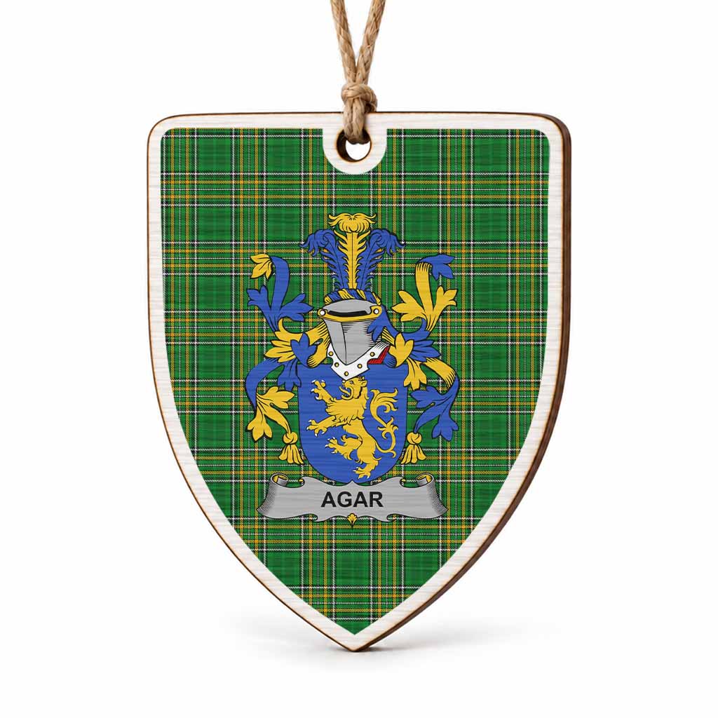Agar Coat of Arms Shield Wood Ornament , Irish Heritage Hanging Plaque for Christmas Tree