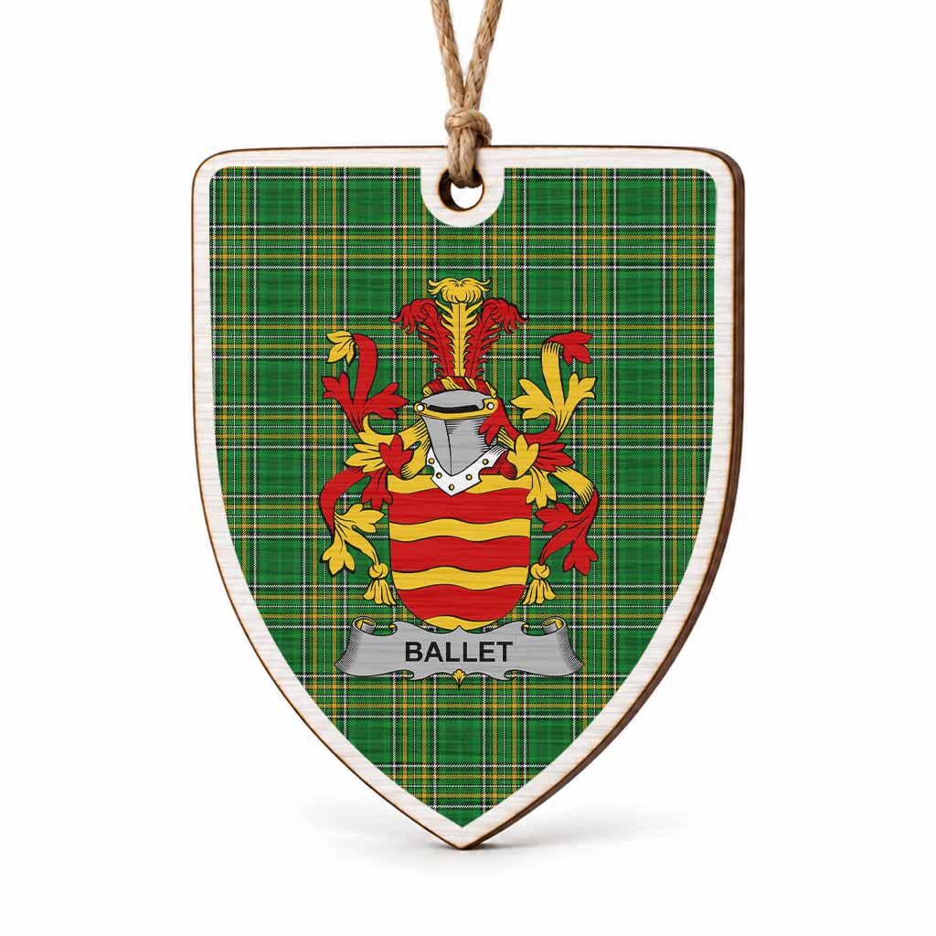 Ballet Coat of Arms Shield Wood Ornament , Irish Heritage Hanging Plaque for Christmas Tree