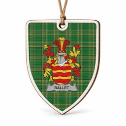 Ballet Coat of Arms Shield Wood Ornament , Irish Heritage Hanging Plaque for Christmas Tree