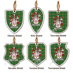 Bagley Coat of Arms Shield Wood Ornament , Irish Heritage Hanging Plaque for Christmas Tree