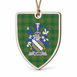 Aland Coat of Arms Shield Wood Ornament , Irish Heritage Hanging Plaque for Christmas Tree