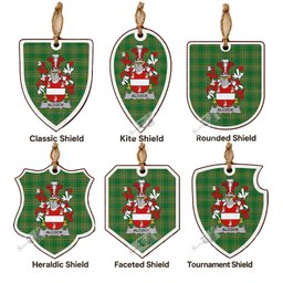 Alcock Coat of Arms Shield Wood Ornament , Irish Heritage Hanging Plaque for Christmas Tree