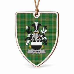 Ashby Coat of Arms Shield Wood Ornament , Irish Heritage Hanging Plaque for Christmas Tree