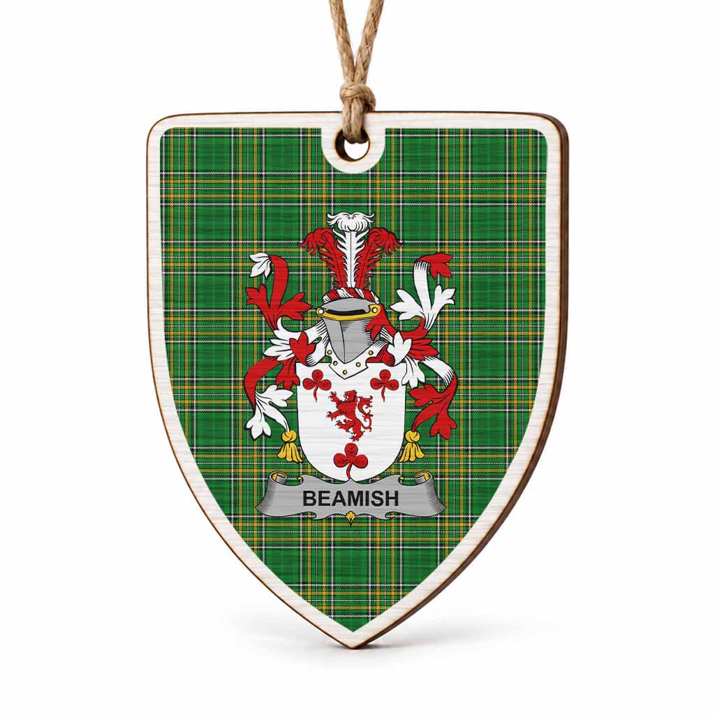 Beamish Coat of Arms Shield Wood Ornament , Irish Heritage Hanging Plaque for Christmas Tree